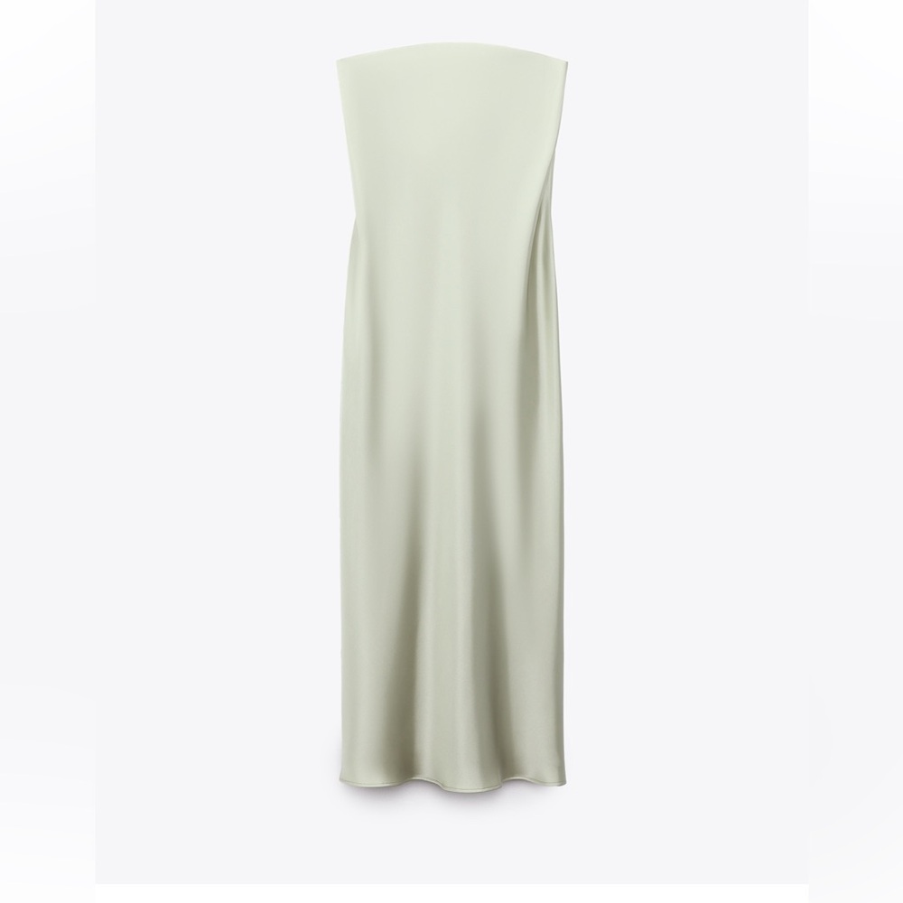 BNWT Zara sage green strapless midi